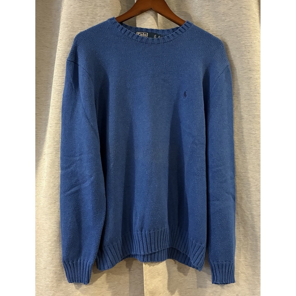 Polo Ralph Lauren Sweater Men's XL Blue‎ Knit Preppy Cotton Pullover